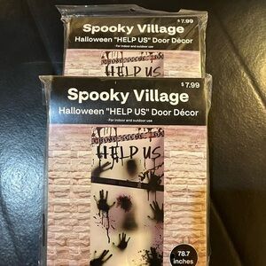 Spooky Village Window Decor 2 Packs of 2 Panels. Help Us. NWT.